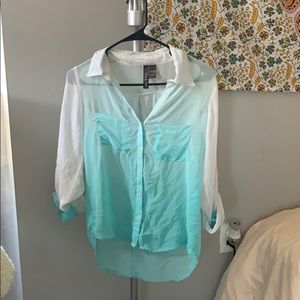 Mint and white ombré button up.